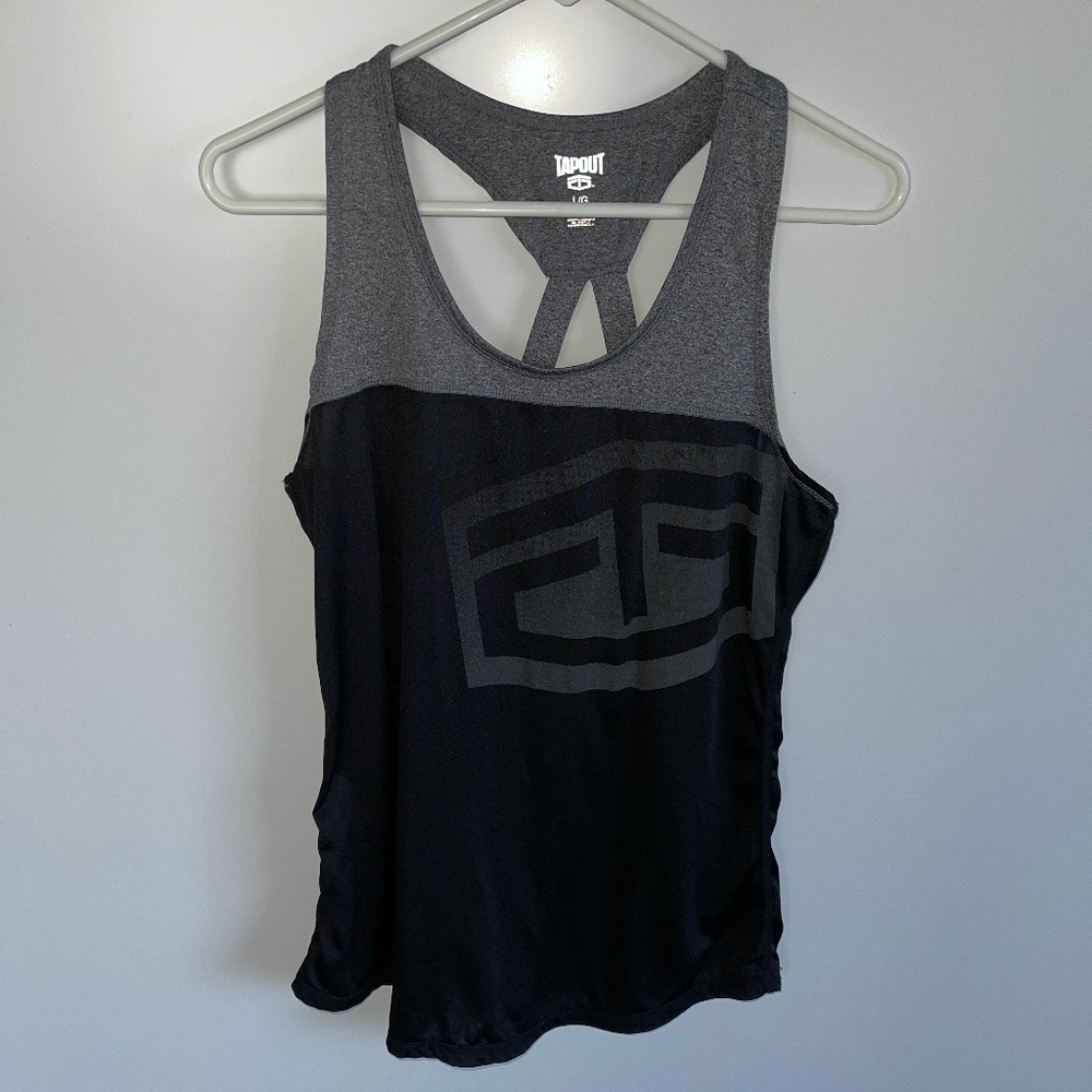 Tapout black and gray Logo Tank Size Large